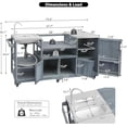 thumbnail image 2 of GUCOGUKA 75.4" Outdoor Kitchen Island with Sink, Solid Wood Outdoor Grill Cart for Big Green Egg Grills, Rolling Outdoor Bar Cart with Stainless Steel Top for Pizza Prep & BBQ, Grey, 2 of 18