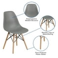 thumbnail image 2 of Elon Series Moss Gray Plastic Chair with Wooden Legs, 2 of 9