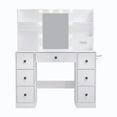 thumbnail image 3 of Cottinch Makeup Vanity Table with Mirror & 3 Color Light Modes,Vanity Desk with 7 Drawers,3 Shelves,Jewelry Hook,Charging Station,Dressing Table for Bedroom,White, 3 of 11