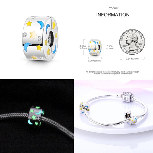 Charms 2023 Últimos Encantos De Plata Esterlina 925 Luna Estrella Clip Tapón Cadena De Seguridad Compatible Con Serpiente Pulsera Original Para DIY Joyería De Mujer Gao Jiahui unisex