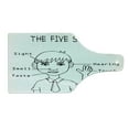 thumbnail image 2 of Science Cutting Board, 5 Senses Shown on Little Boy Portrait Explanatory Texts Monochrome Drawing, Decorative Tempered Glass Cutting and Serving Board, Wine Bottle Shape, Black White, by Ambesonne, 2 of 5