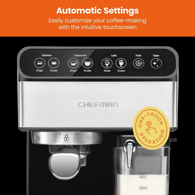 Chefman 6-in-1 Digital Espresso Machine w/ Integrated Milk Frother, 15-Bar  Pump - Stainless Steel, New