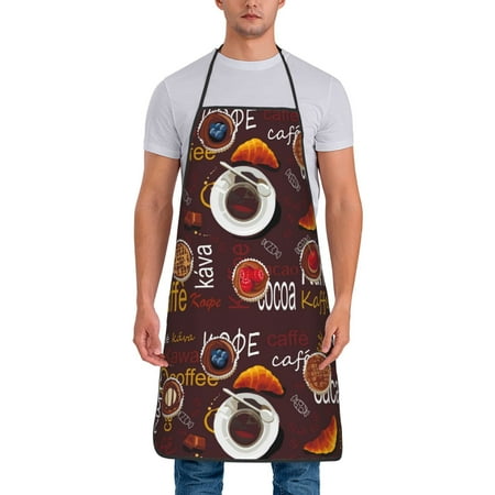 

Zeuib A Cup Of Black Coffee On A Saucer Print Unisex Waterproof Aprons Cooking Aprons for Kitchen Gardening and Salon Water & Oil Resistant