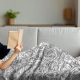 thumbnail image 3 of Black and White Soft Flannel Fleece Throw Blanket, Romantic Natures in Sketch Art Style Monochromatic Rose Bouquet, Cozy Plush for Indoor and Outdoor Use, 70" x 90", Black White, by Ambesonne, 3 of 5