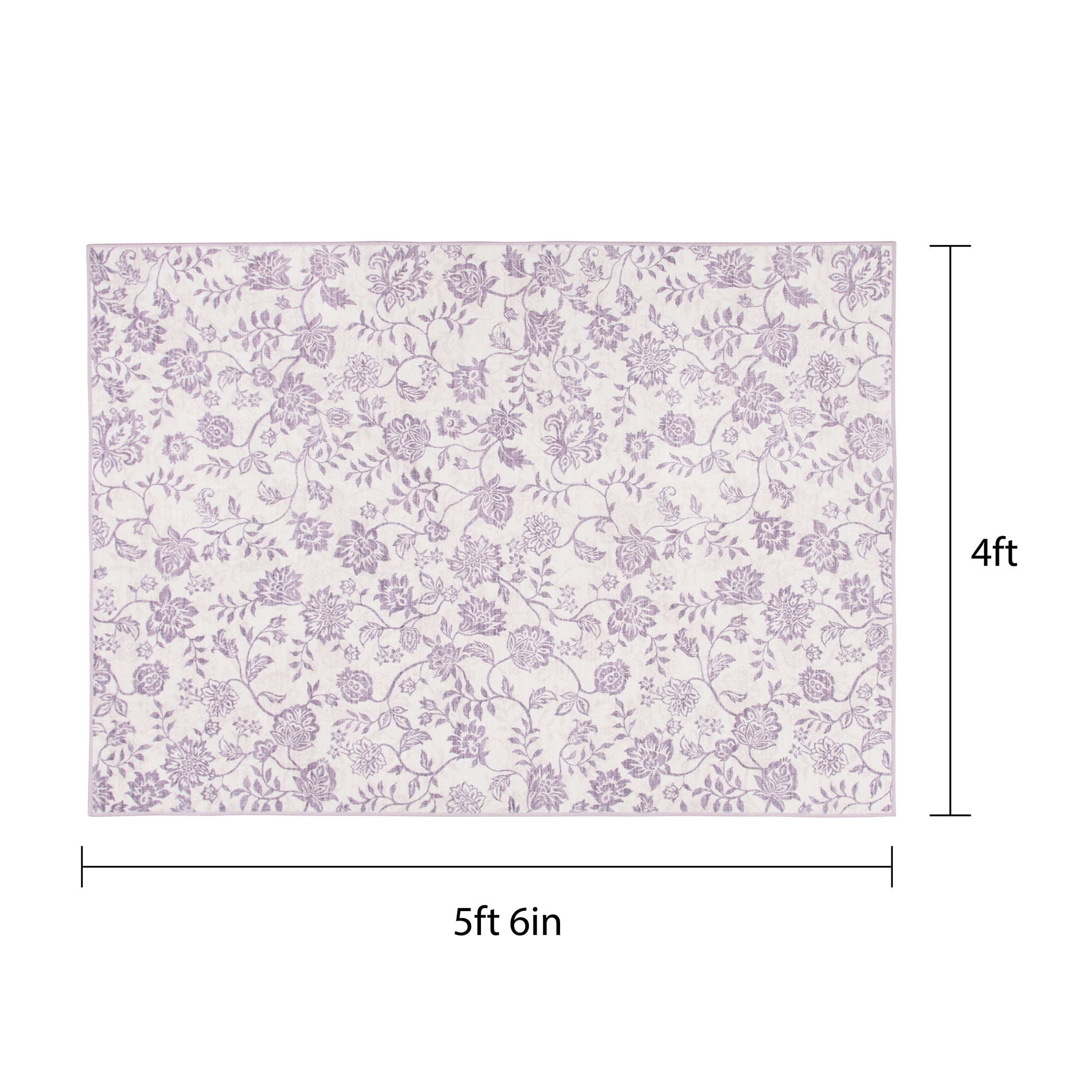Mainstays Lavender Floral Faux Fur Indoor Accent Rug, 4'x5'6"