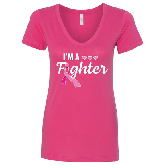 Inktastic Breast Cancer Awareness I'm a Fighter Women's V-Neck T-Shirt
