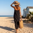 thumbnail image 4 of Cotton Linen Dresses for Women Sleeveless Backless Cami Dresses Casual Loose Vacation Sundress, M, 4 of 7