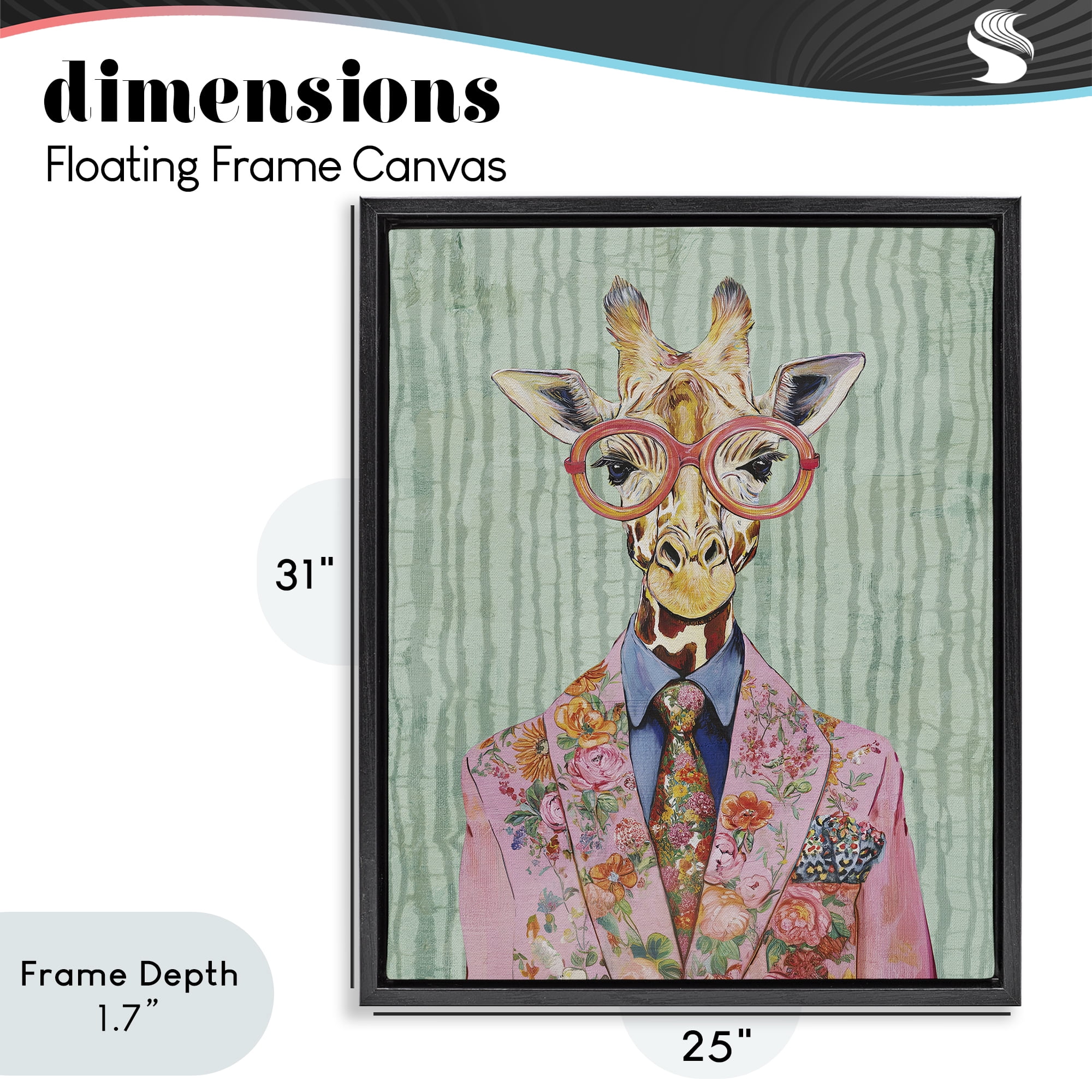 Stupell Industries Tall Stylish Giraffe Black Framed Floater Canvas Wall Art, design by Svetlana Aleynikova