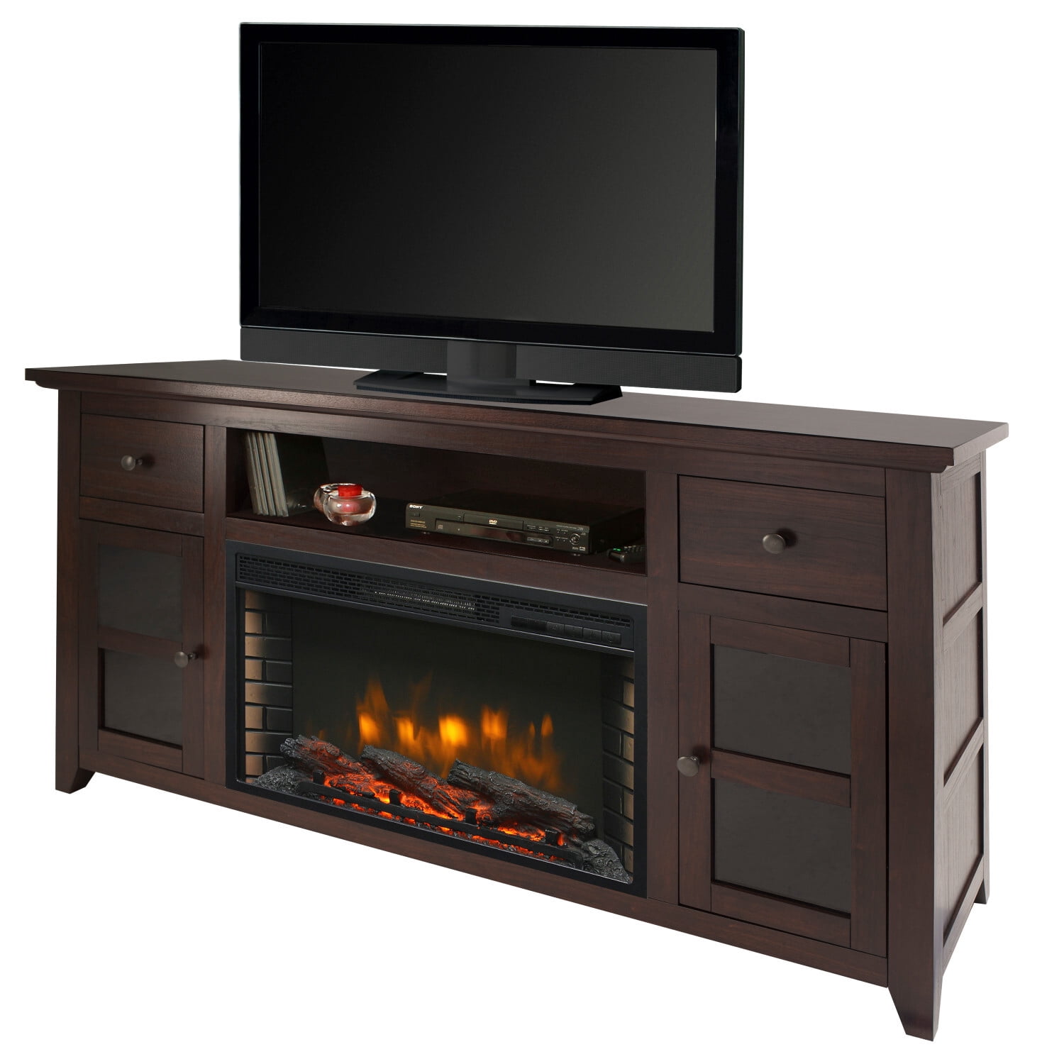 Winchester 56-in Media Electric Fireplace in Dark Walnut
