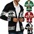 thumbnail image 5 of Cardigan de Noël pour Hommes Manches Longues Col Châle Imprimé Renne Flocon de Neige Tricot, 5 of 5