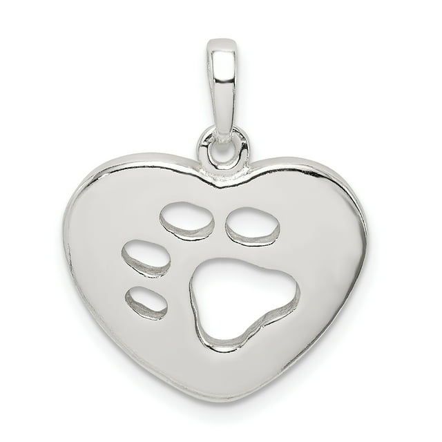 Collier Pendentif Imprimé Patte de Cœur en Argent Sterling 925 Animal Chien