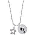 thumbnail image 1 of Delight Jewelry Silvertone Clear Crystal Lucky Star Silvertone Script Initial Disc - G - Charm Necklace, 20"+3", 1 of 4