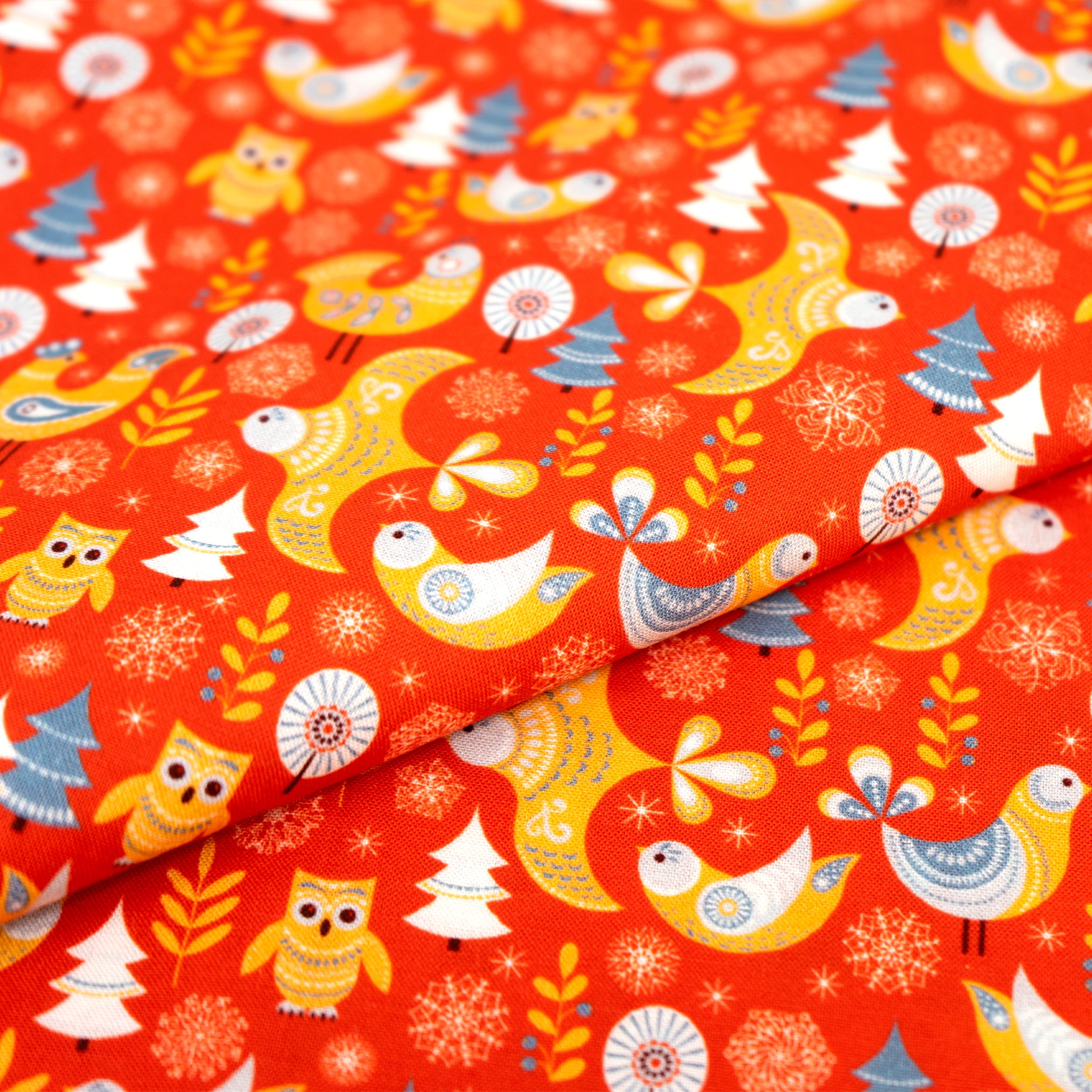 Singer Fabrics, 100% Cotton, Craft Quilting, 44" x 8 yards cut, Modern Scandinavian Christmas Animals Red, Precut Fabric