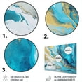 thumbnail image 3 of Designart "Infused Marble in Turquoise and Gold III" Fractals Metal Art Print, 3 of 5