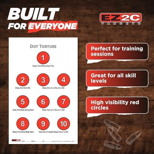 50 EZ2C Targets Style 17: Dot Torture Training Drill Paper Targets 11"x17"Tear-off Pad of 50
