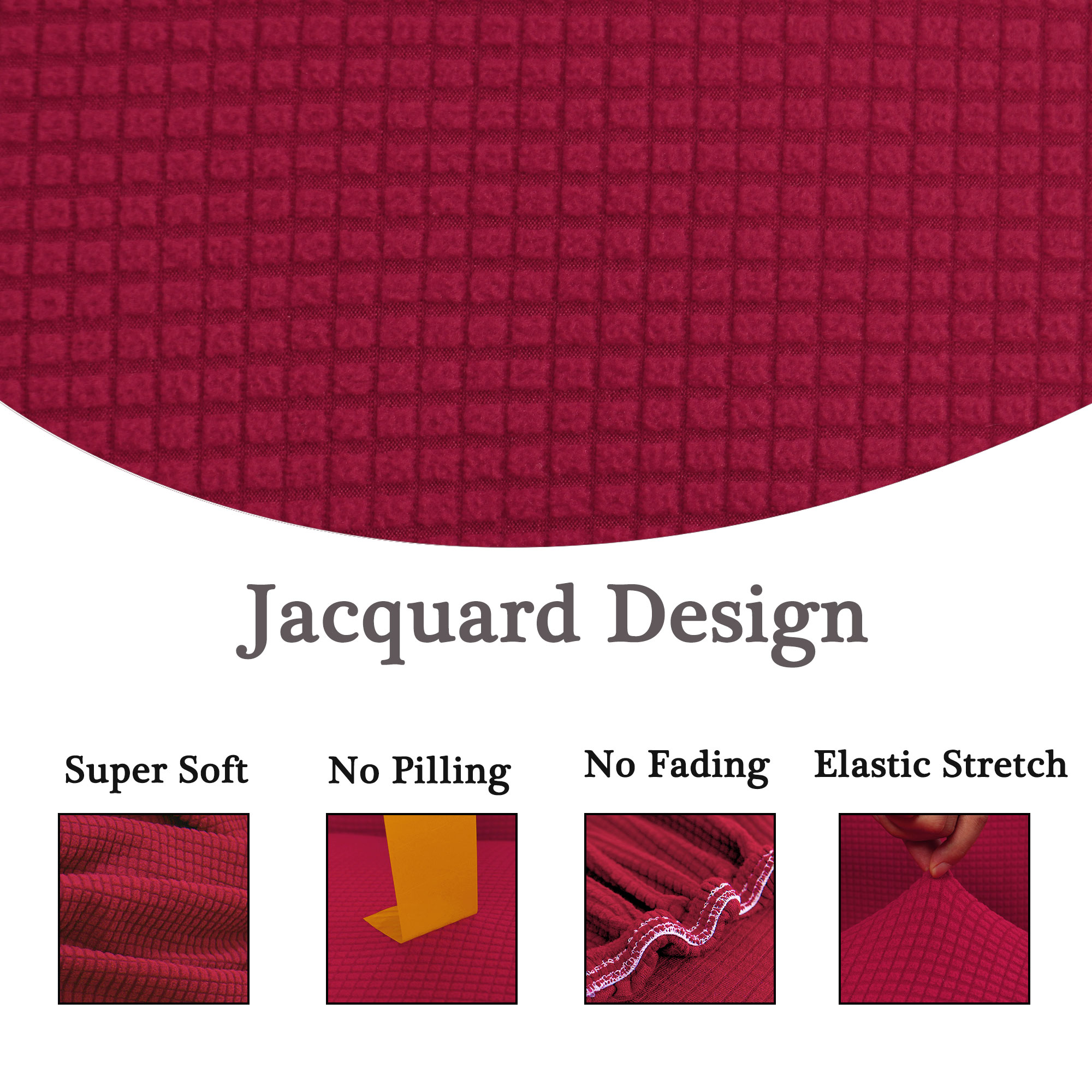 Unique Bargains 1-Piece Jacquard Solid Stretch Sofa Slipcover, Red