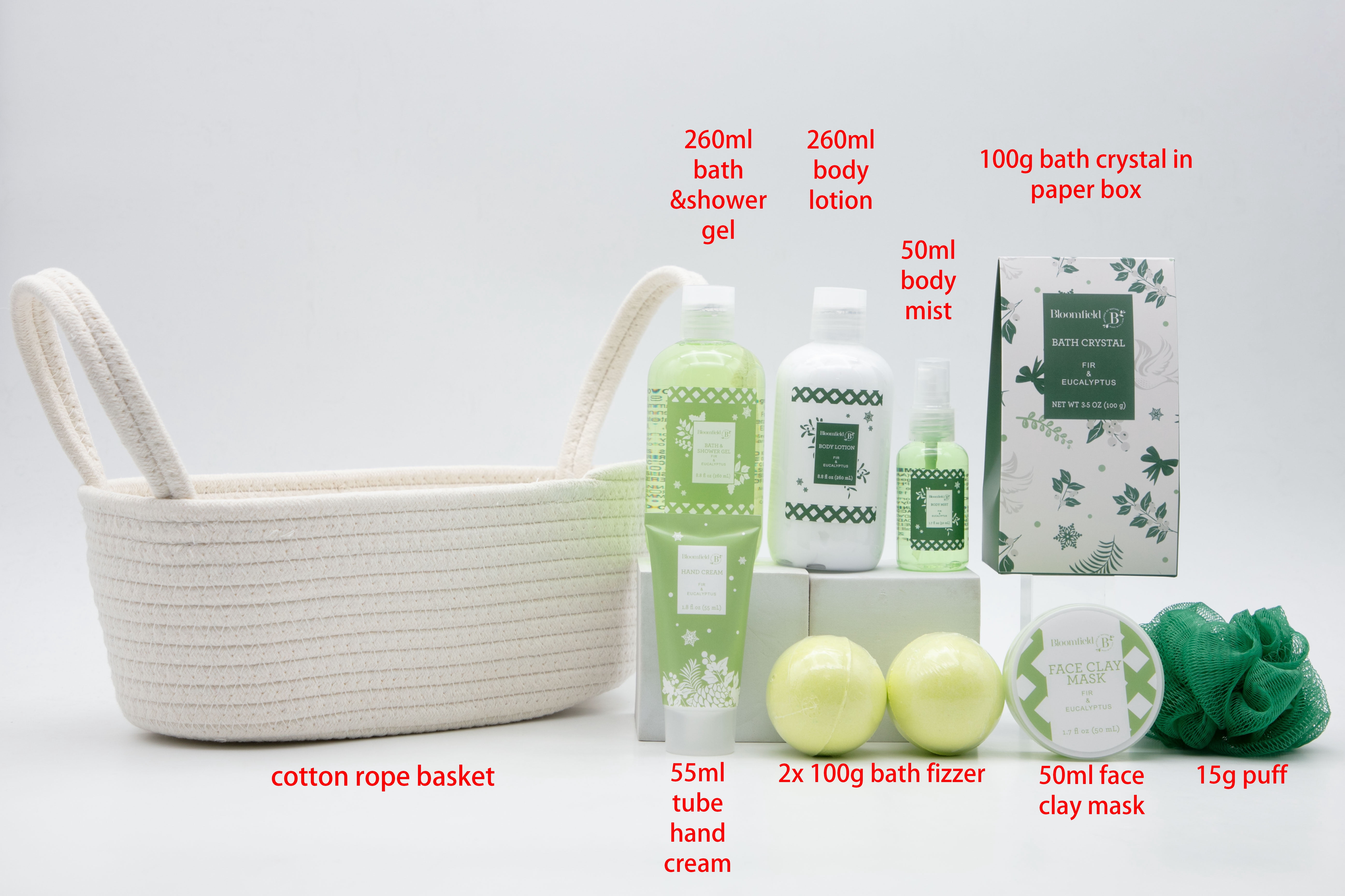 Bloomfield Winter Solace Bath and Body Collection in Fir & Eucalyptus, 10 Piece, Adult