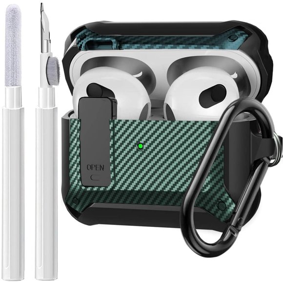 SUTENGDA Airpods Pro 2nd/1st Generation Shockproof Earbud Case with Lock & Cleaning Kit  Black