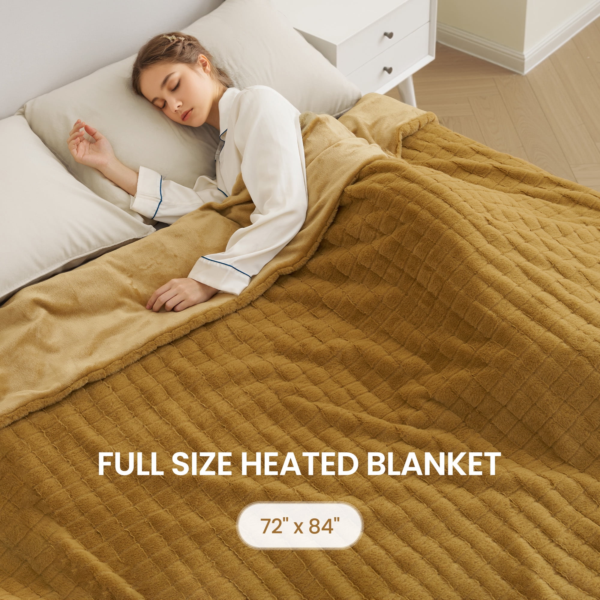 MaxKare Heated Blanket Full Size, Electric Blanket with 6 Heat Settings, 10H Auto-off, Faux Fur/Flannel, Plaid Pattern