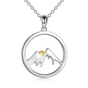 YAFEINI Mountain Necklace 925 Sterling Silver with Sun Mountain Range Camper Gifts Jewelry for Women