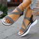 thumbnail image 2 of Sandalias Planas de las Mujeres con Diseño Abierto Del Dedo Del Pie Redondo, Suela Suave Sandalias Elásticas para Primavera Verano Casual, 2 of 9