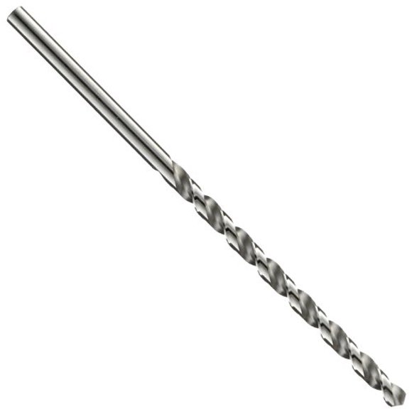 Precision Twist R51FS High Speed Steel Long Length Drill Bit, Uncoated (Bright) Finish, Round Shank, High Helix Flute, 118 Degree Point Angle, 1/4" (Pack of 12)