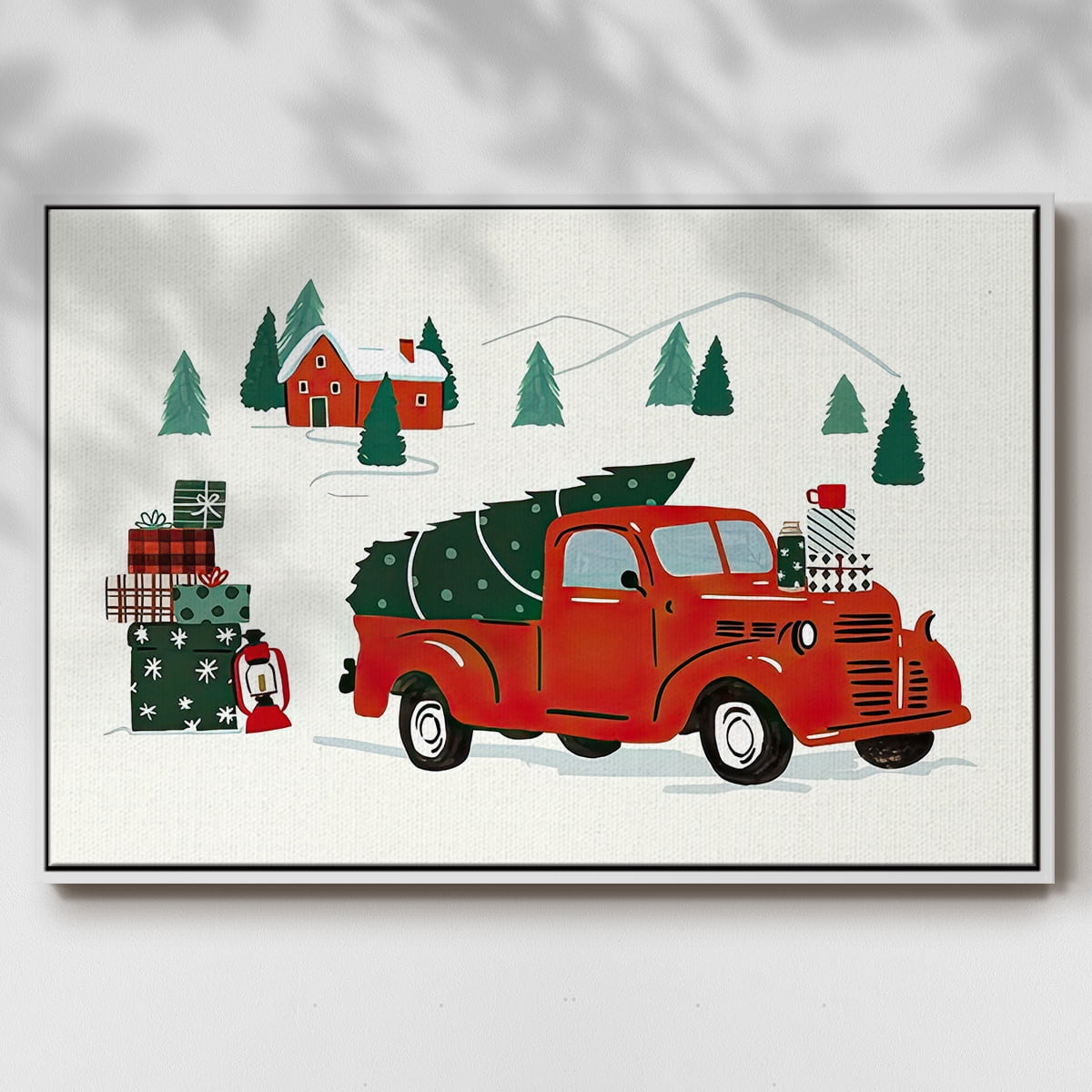 Going to Grandmas Collection A - Framed Gallery Wrapped Holiday Canvas - 25 x 37 - White Frame