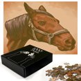 thumbnail image 2 of Ambesonne Animal Jigsaw Puzzle Durable Cardboard, Engraving Horse Head, 1000 pcs, Brown and Sand Brown, 2 of 5