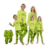 SANTAJOY Green Fuzzy Monster Family Christmas Pajamas Matching Sets, pijamas de navidad para familia 2025, Christmas Family Matching Long Sleeve Top & Pants Set, Xmas Pjs for Couples, Women, Men, Kids & Baby