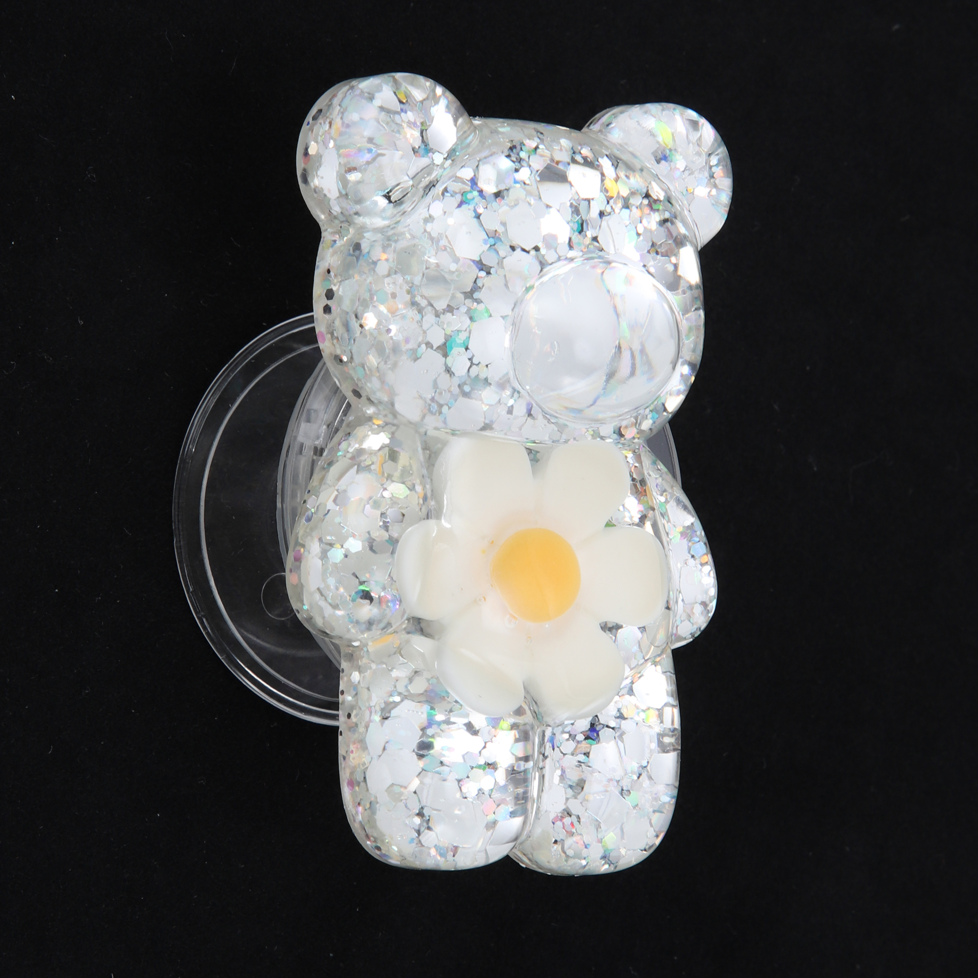 Unique Bargains Bear High-Shine Hexapetalous Flower Phone Grip White