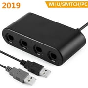 Gamecube Controller Adapter,Gamecube NGC Controller Adapter for Wii U,Switch and PC USB.Easy to Plug and No Driver Need.4 Port Gamecube Adapter Black(Updated Version)