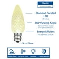 thumbnail image 5 of Novelty Lights Pure White C9 LED Faceted Christmas Replacement Bulbs Dimmable 25 Pack, 5 of 8