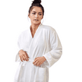 thumbnail image 4 of Elegani Women's 100% Cotton Terry Kimono Bathrobe (Luxury Spa Comfort) White Medium, 4 of 5
