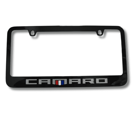 Chevrolet Camaro Engraved Logo Black Zinc License Plate Frame Official Licensed