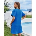 thumbnail image 4 of Oudiya Women's Cover Ups Dress V Neck Bathing Suit Short Sleeve Beach Wear with Pockets, S-XXXL, 4 of 5