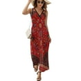 thumbnail image 2 of Red Persian Dress Summer Street Style Bohemia Long Dresses Female Sleeveless Printed Maxi Dress, 2 of 9