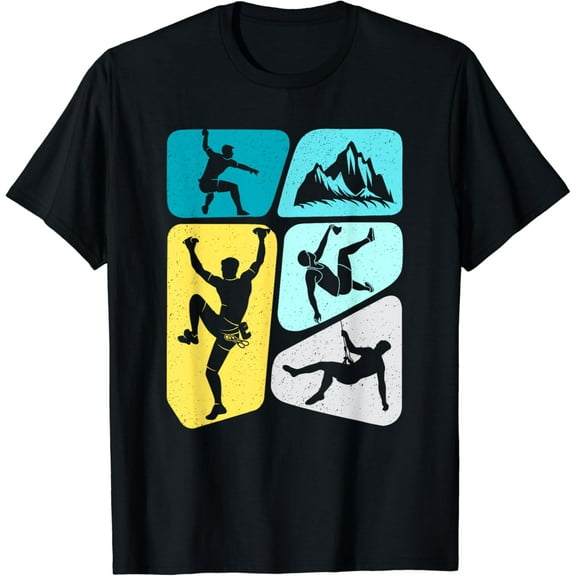 Vintage Mountain Climbing Bouldering Kids Rock Climber Boys T-Shirt