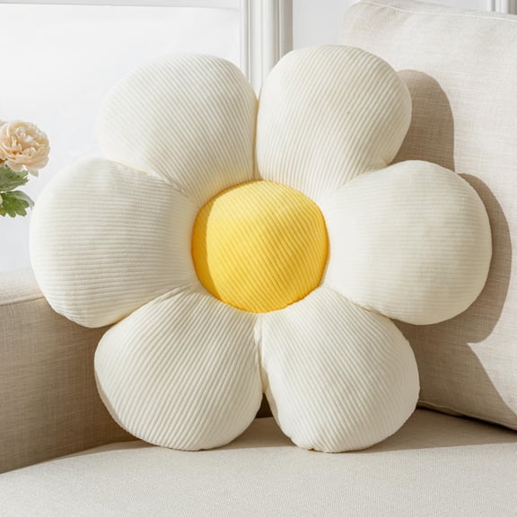 AUQ Flower Pillow, Cute Daisy Decorative Throw Pillow Cushion 15.75" White Home Decorative Pillows for Bed, Sofa, Couch