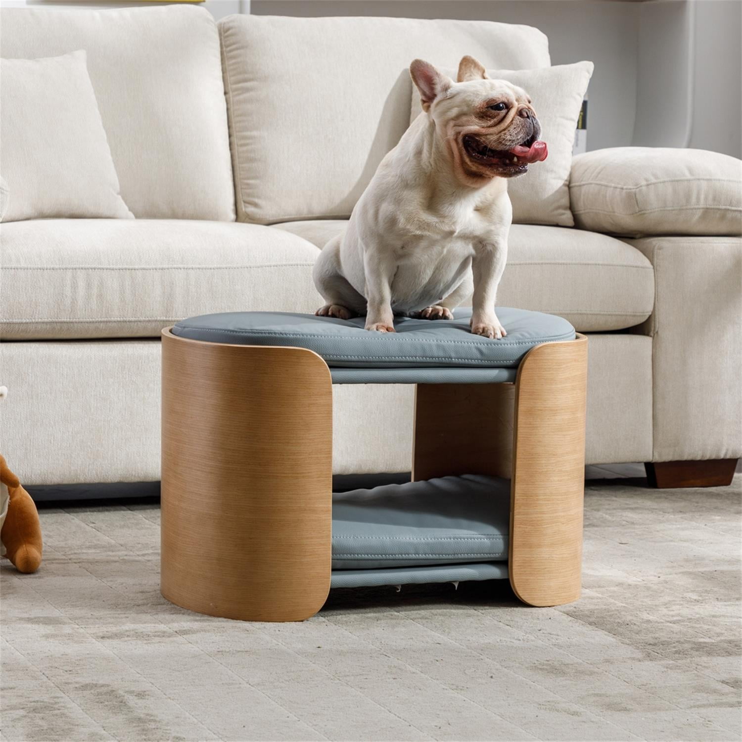 Pefilos 24" Double Cat Bed Pet Sofa with Solid Wood Legs and Bent Wood Back, Cat Scratch Resistant PU Cushion, Dog Bed Sofa for Indoor, Light Gray Pefilos 24" Double Cat Bed Pet Sofa with Solid Wood Legs and Bent Wood Back, Cat Scratch Resistant PU Cushion, Dog Bed Sofa for Indoor, Light Gray