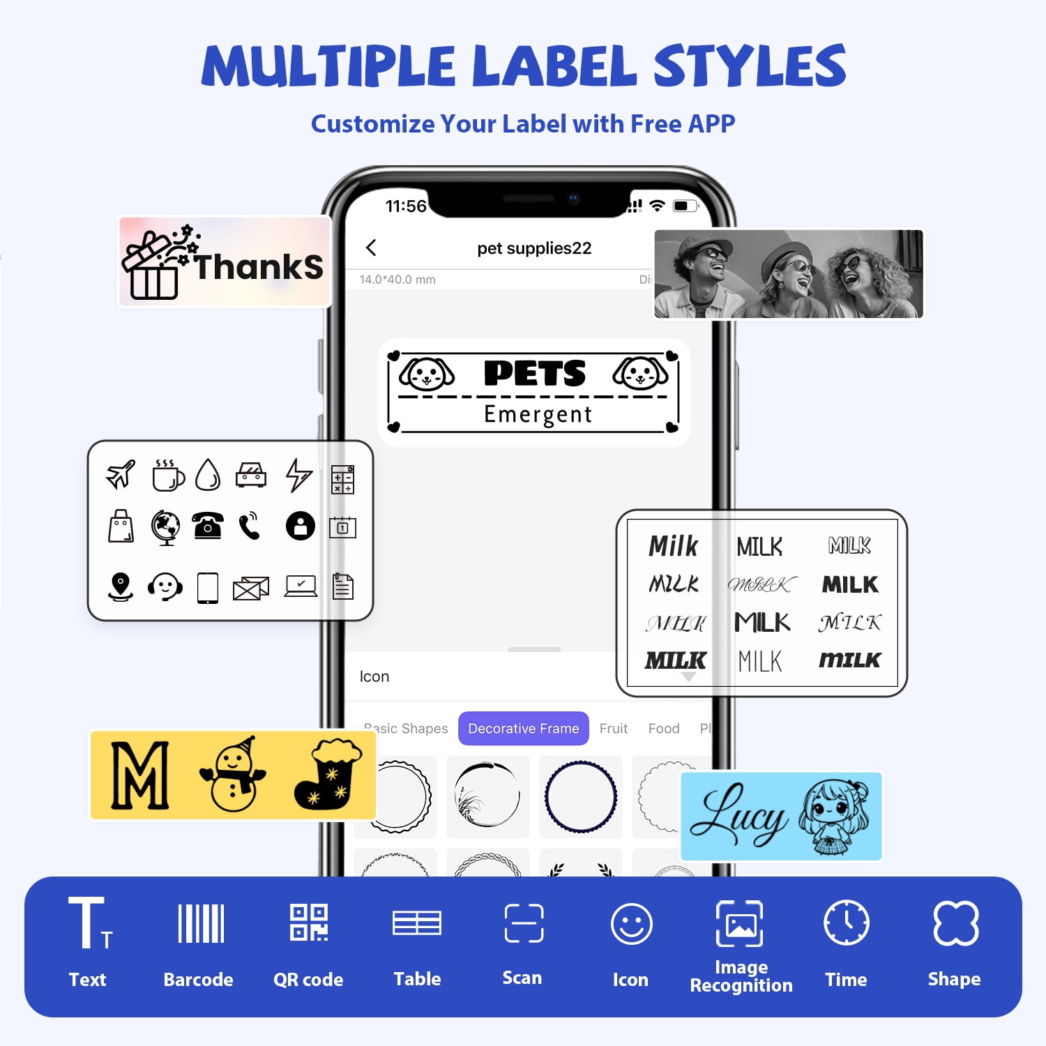 HKHKPI Label Maker Machine with Tape, Bluetooth Label Printer,Wireless Mini Label Makers Small Labeler for School Home Office Kitchen, Black