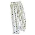 thumbnail image 3 of Loopsun Womens Fleece Pajama Pants, Womens Fashion Casual Printing Fleece Elastic Waist Home Pajamas Pants Beige,XL, 3 of 4