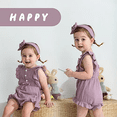 thumbnail image 4 of Happy Town Infant Baby Girls Summer Clotehs Ruffled Sleeveless Romper 0-24M Casual Jumpsuit With Headband, 4 of 6