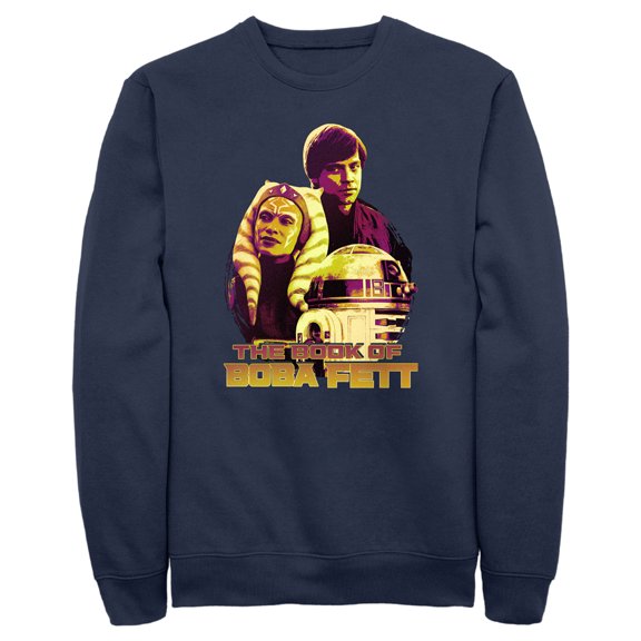 Men's Star Wars: The Book of Boba Fett R2-D2, Skywalker, Tano Old Friends Sweatshirt Navy Blue Large