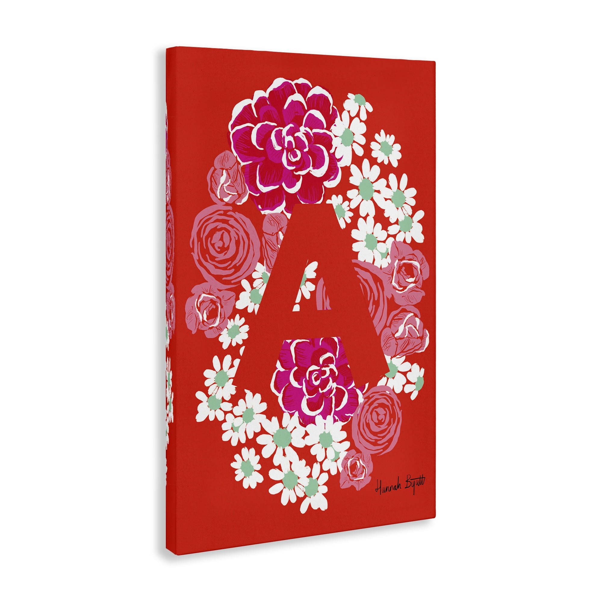 Stupell Industries Floral Bloom Letter A Botanical & Floral Painting Gallery Wrapped Canvas Art Print Wall Art, 16 x 24