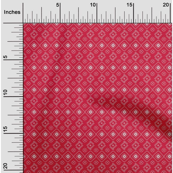 oneOone Cotton Jersey Red Fabric Geometric Bandhani Sewing Material Print Fabric By The Yard 58 Inch Wide