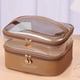 thumbnail image 1 of Bolsa organizadora de cosméticos de doble capa bolsa de almacenamiento de artículos de tocador de PVC PU de gran capacidad ligera con asa para regalos de vacaciones para mujer, 1 of 7