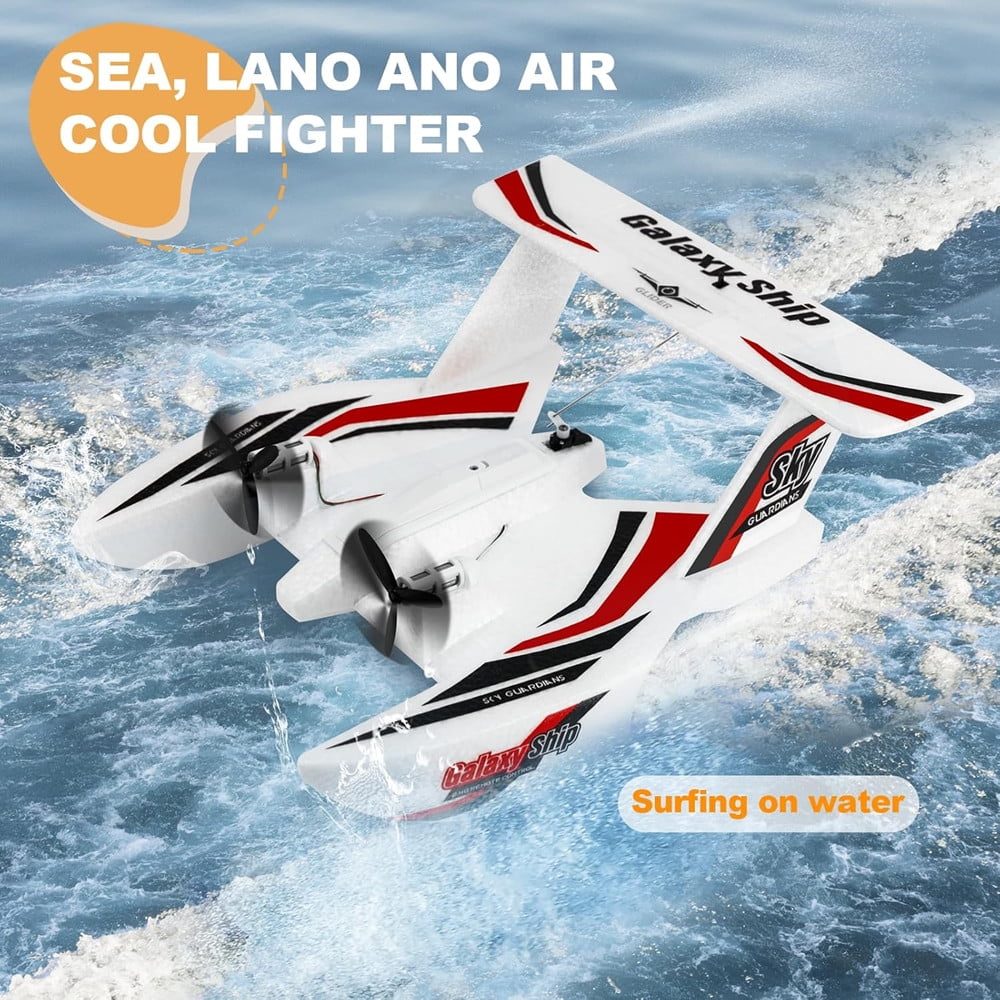 Roofworld RC Plane Boat KF603 2.4G 3CH Sea And Air RC Glider EPP Foam Water Land Flying Airplane Toys Gift(red)