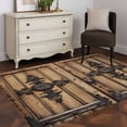 thumbnail image 4 of Farmhouse Brown Area Rug 3x5 FT, Non Slip Entryway Bedside Carpet, Rustic Wooden Historical Barn Door Plank Washable Soft Floor Carpet Indoor Mat Non-Shedding Throw Rugs for Dorm Kitchen Home Office, 4 of 8