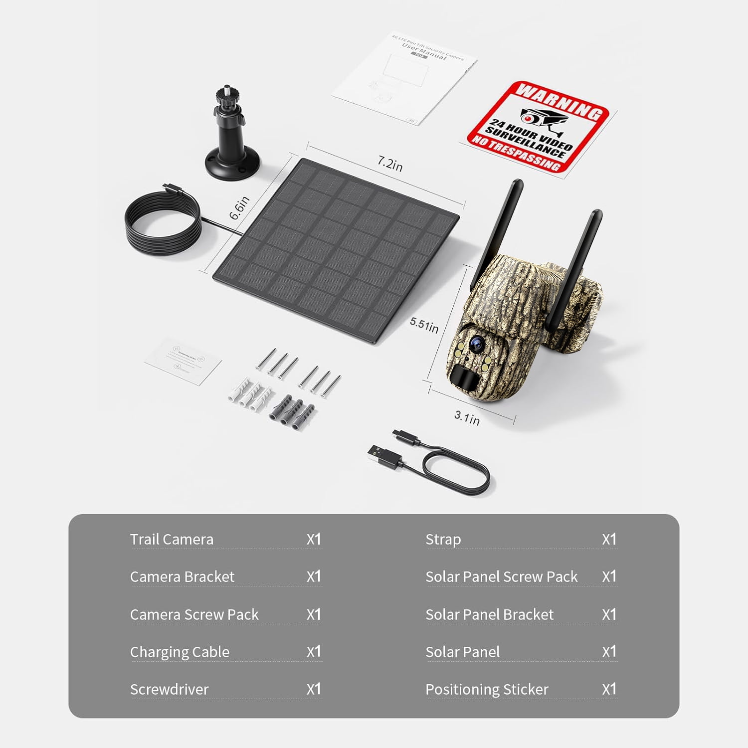 GMOX 4G LTE Cellular Solar Security Camera, Camouflage Wireless PTZ Outdoor Camera, 360° View, 2K Color Night Vision, No WiFi Needed for Farm & Hunting
