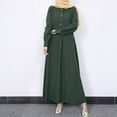 thumbnail image 5 of Robe Longue Décontractée pour Femmes Robe de Couleur Unie Bouton V Cou Robe Élégante à Manches Longues Robe Swing Grande Mode, 5 of 5